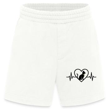 Cat Heart Silhouette Cute Pet Lover Gift - Heavyweight Shorts - made by SPREAD  - OFF WHITE - Front