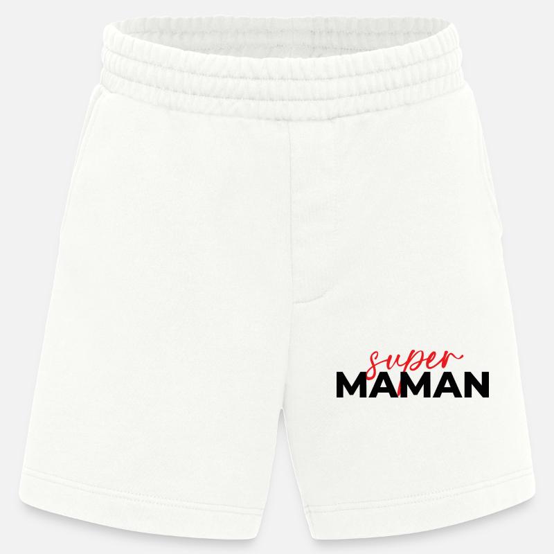 Super Maman Script Rouge sur Noir - Short bio épais fabriqué en UE - OFF WHITE