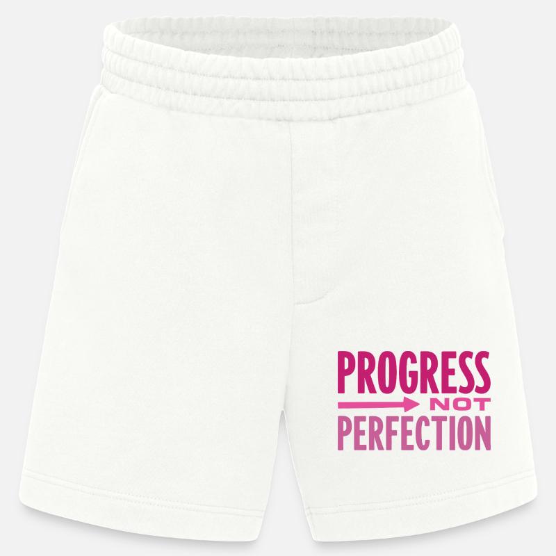 Progress Not Perfection Fortschritt zählt - Heavyweight Shorts - made by SPREAD  - OFF WHITE