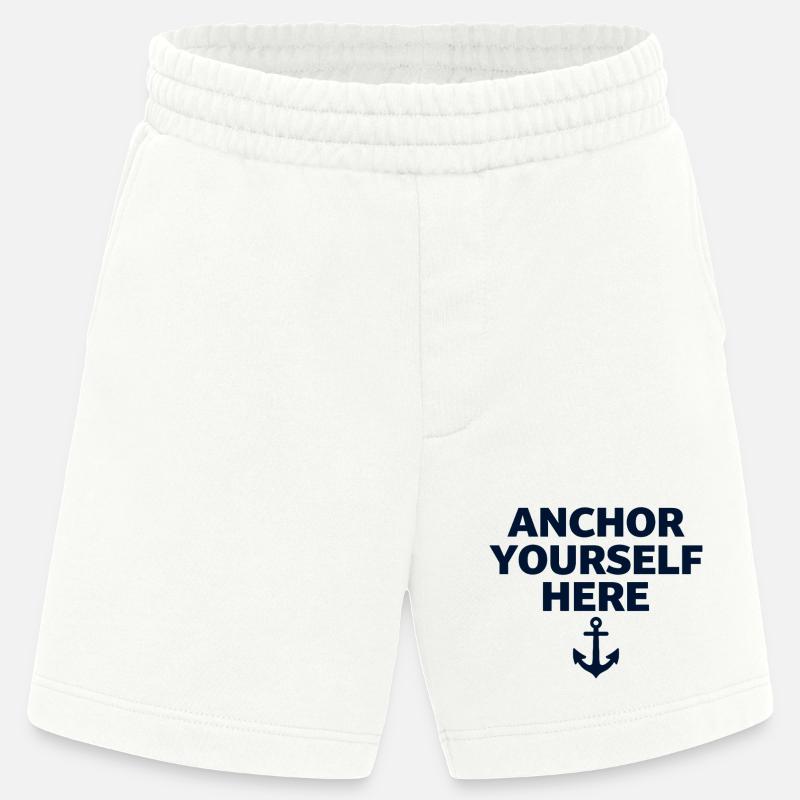 Ancrez-vous ici Déclaration d’ancrage Pleine conscience - Short bio épais fabriqué en UE - OFF WHITE