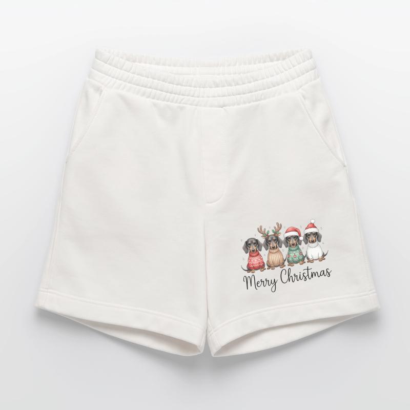 Vier Dackel, Dachshunde in Weihnachtspullover Heavyweight Shorts - made by SPREAD 