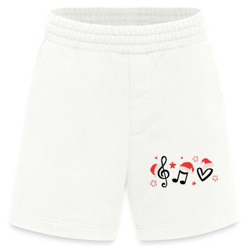 Lustige Musiknoten mit Weihnachtsmützen - Heavyweight Shorts - made by SPREAD  - OFF WHITE - Vorne