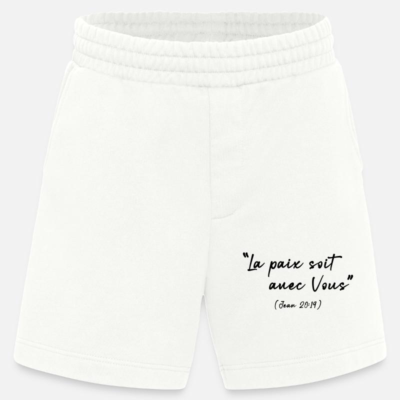 Friede sei mit dir (Johannes 20,19) - Heavyweight Shorts - made by SPREAD  - OFF WHITE