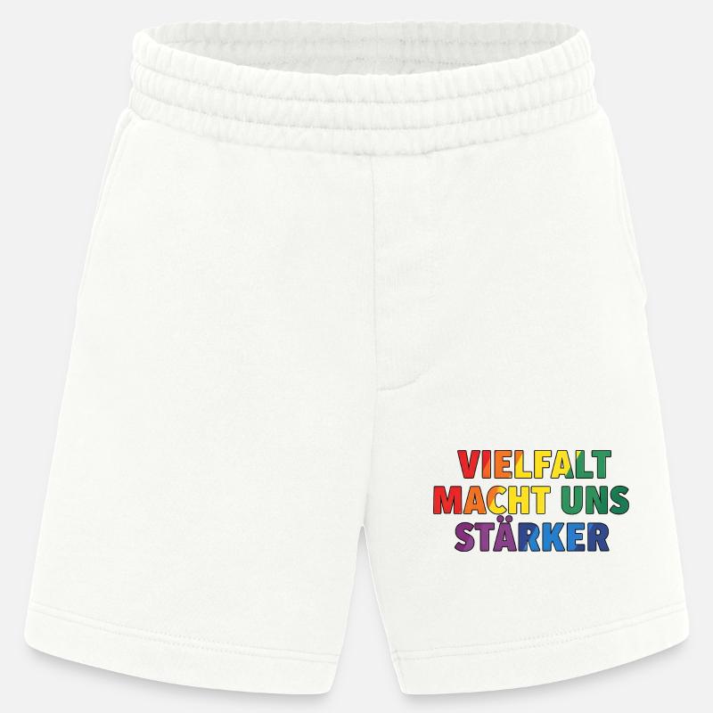 Diversity makes us stronger – Regenbogen Design - Heavyweight Shorts - made by SPREAD  - OFF WHITE