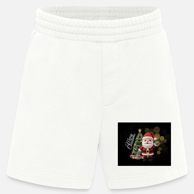 Gestrickter Santa mit Weihnachtsbaum - Heavyweight Shorts - made by SPREAD - OFF WHITE