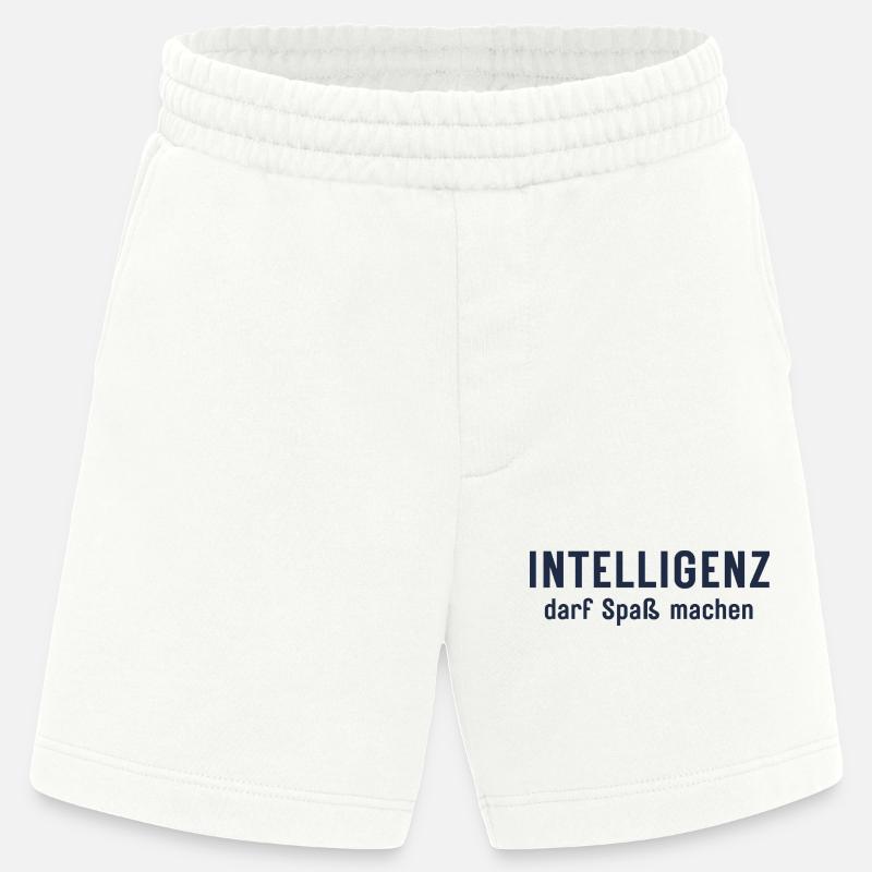 Intelligence can be fun Statement Design - Heavyweight Shorts - made by SPREAD  - OFF WHITE