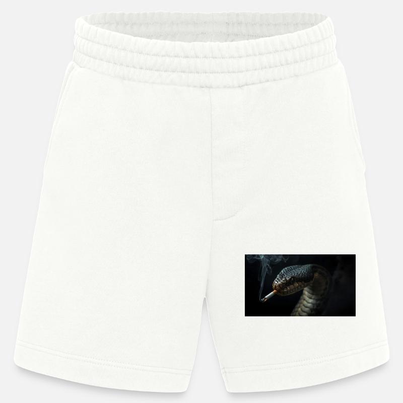  Cobra Schlange mit Zigarette - Heavyweight Shorts - made by SPREAD  - OFF WHITE