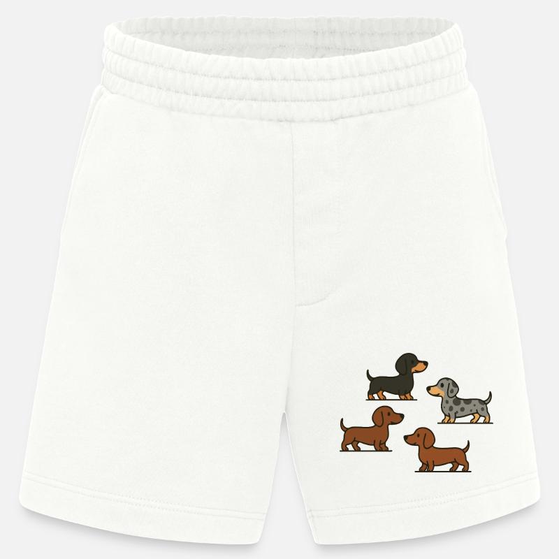 Quatuor teckel : Spotted & Solid - Short bio épais fabriqué en UE - OFF WHITE