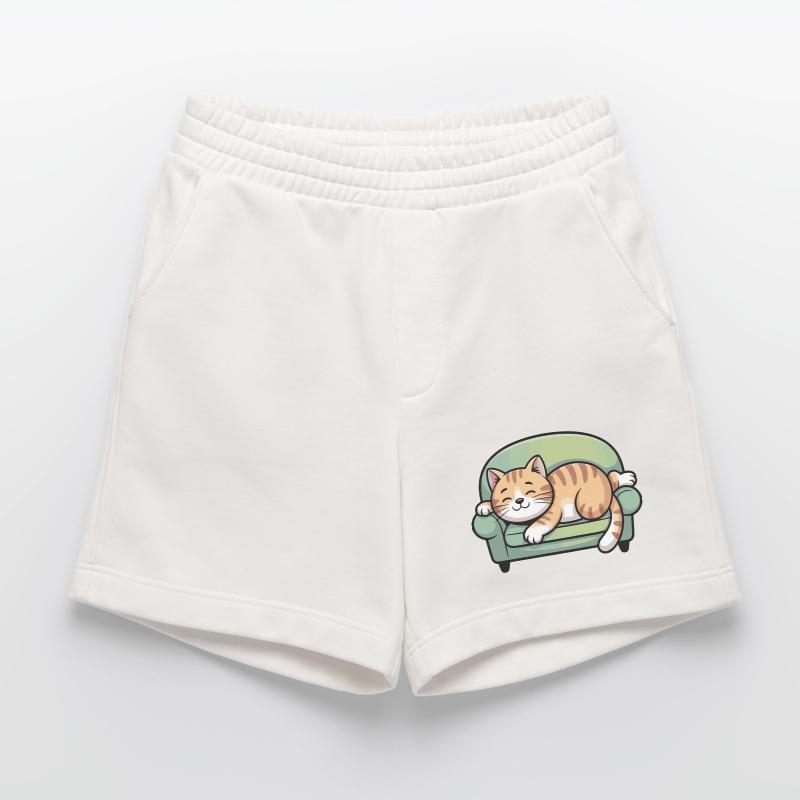 Sleeping cat on sofa Heavyweight Shorts - made by SPREAD 
