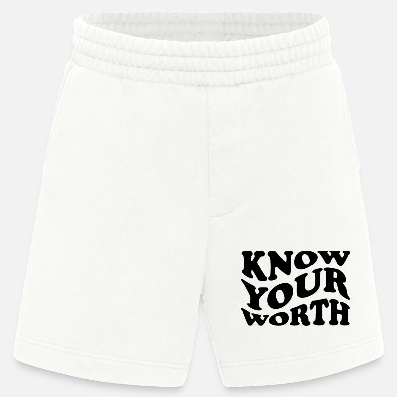 Know Your Worth – Selbstliebe Statement - Heavyweight Shorts - made by SPREAD  - OFF WHITE