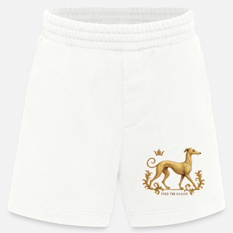 Libérez le Galgo - Broderie n°01 - Short bio épais fabriqué en UE - OFF WHITE