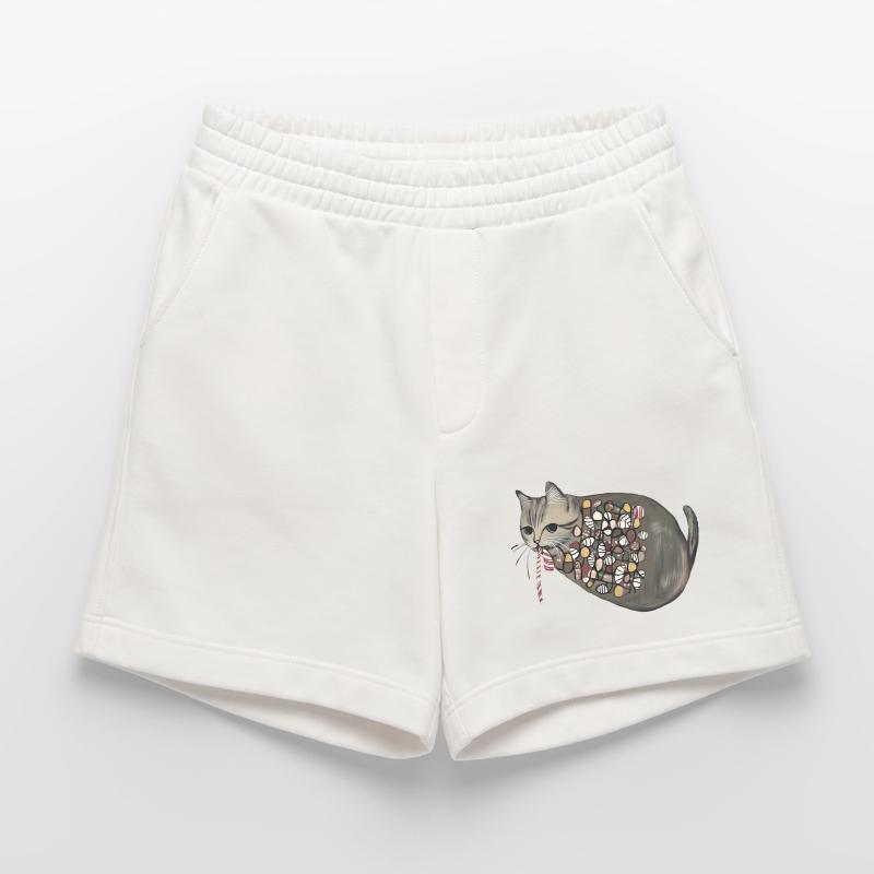 Candy Pattern Candy Cat Heavyweight Shorts - made by SPREAD 