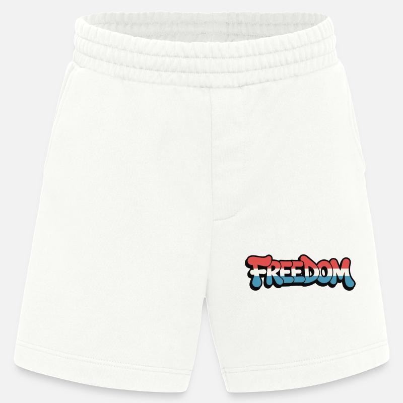 Freedom Typografie Statement Design - Heavyweight Shorts - made by SPREAD  - OFF WHITE