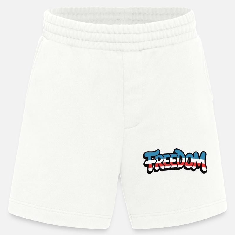 Freedom Typografie Statement Design - Heavyweight Shorts - made by SPREAD - OFF WHITE