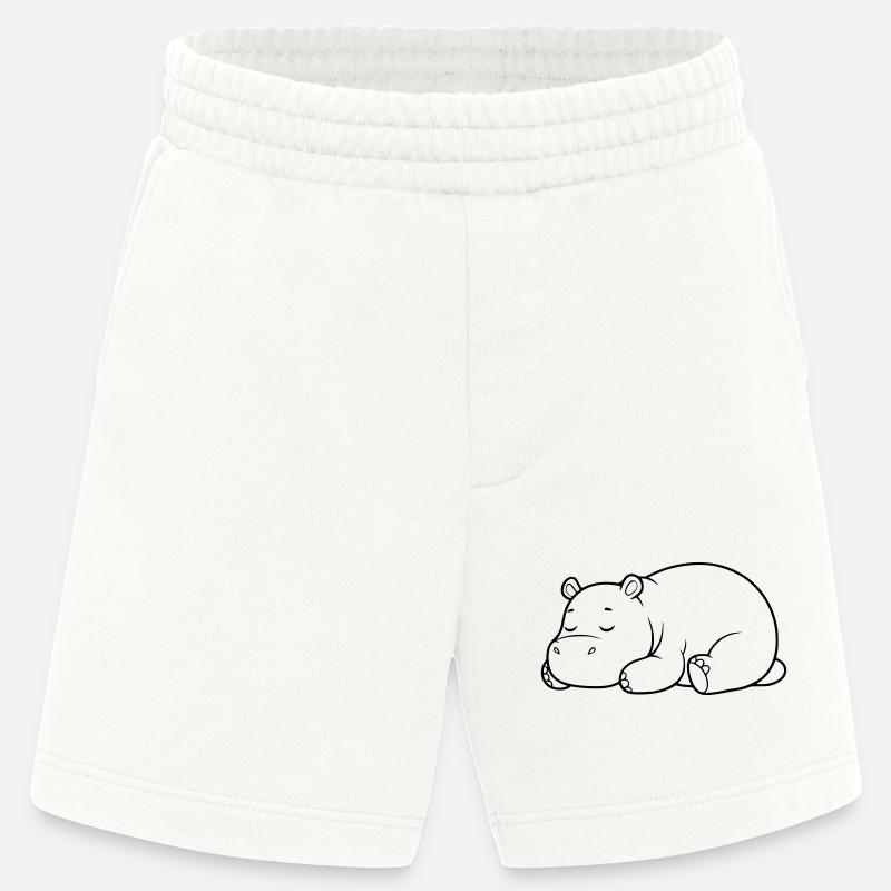 Schlafendes Nilpferd Müde Outline - Heavyweight Shorts - made by SPREAD  - OFF WHITE