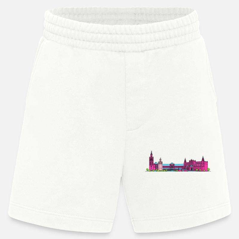 Sevillaer Stadtskyline Plaza de España Linienkunst - Heavyweight Shorts - made by SPREAD  - OFF WHITE
