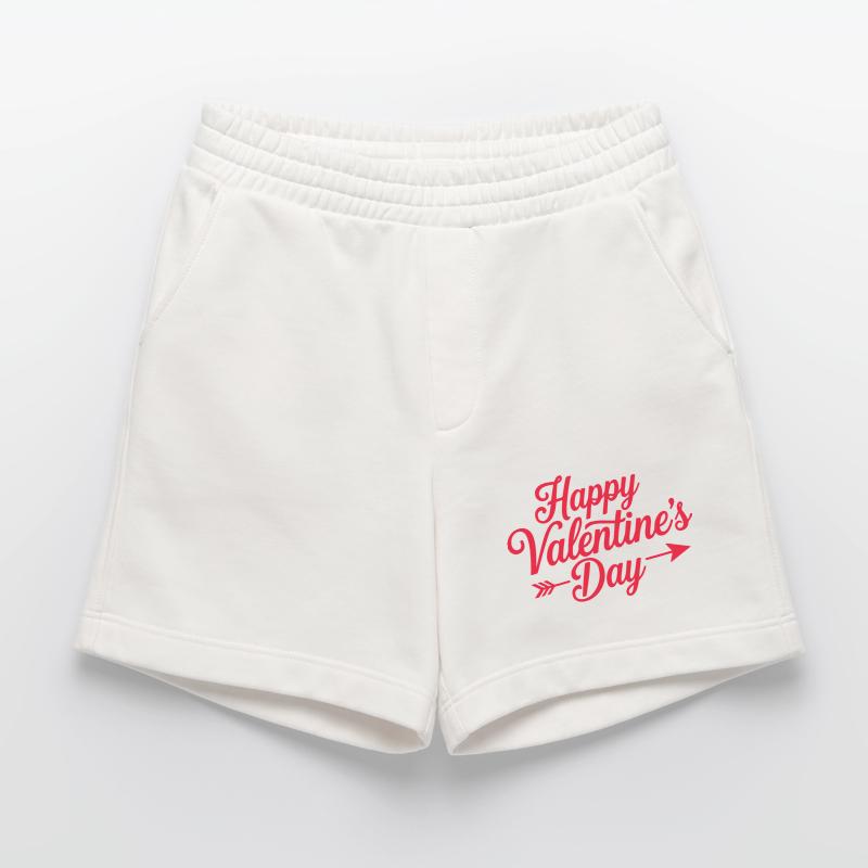 Valentine Script Heart Arrow Heavyweight Shorts - made by SPREAD 