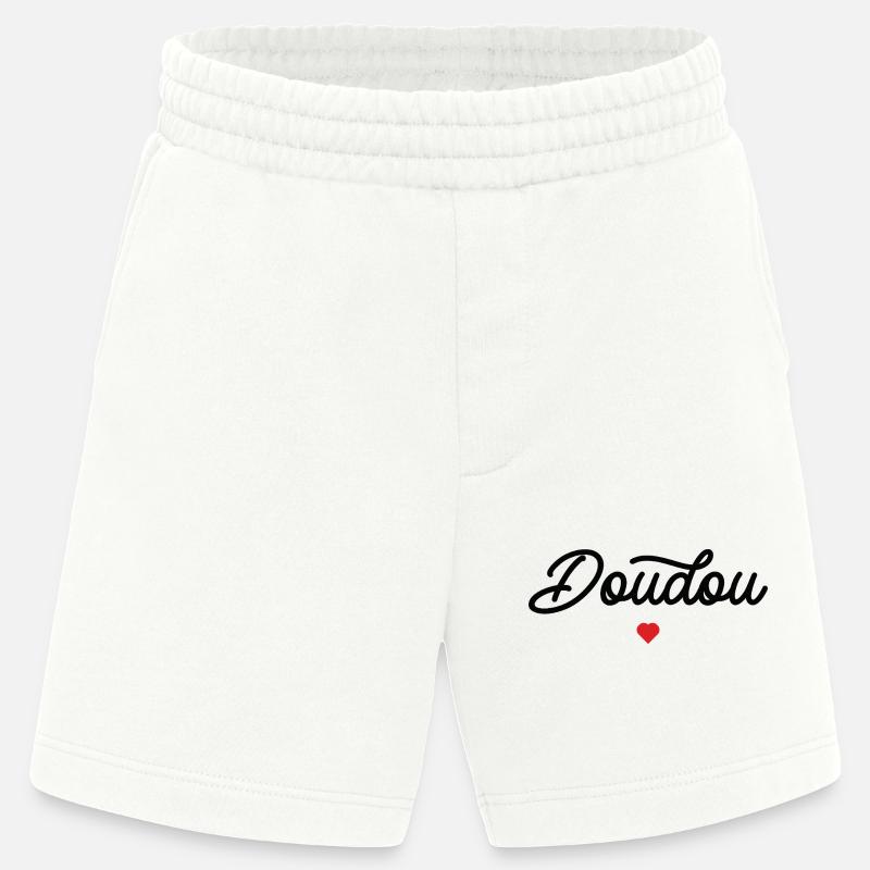 Doudou Coeur Script Noir - Short bio épais fabriqué en UE - OFF WHITE