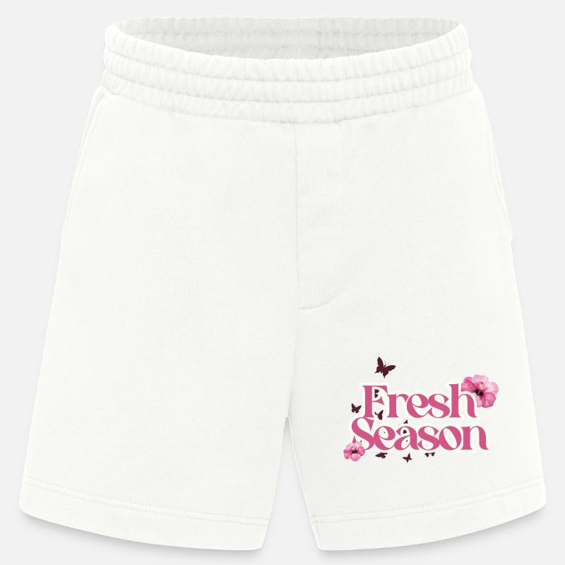 Fraîche Saison Floral Script - Short bio épais fabriqué en UE - OFF WHITE