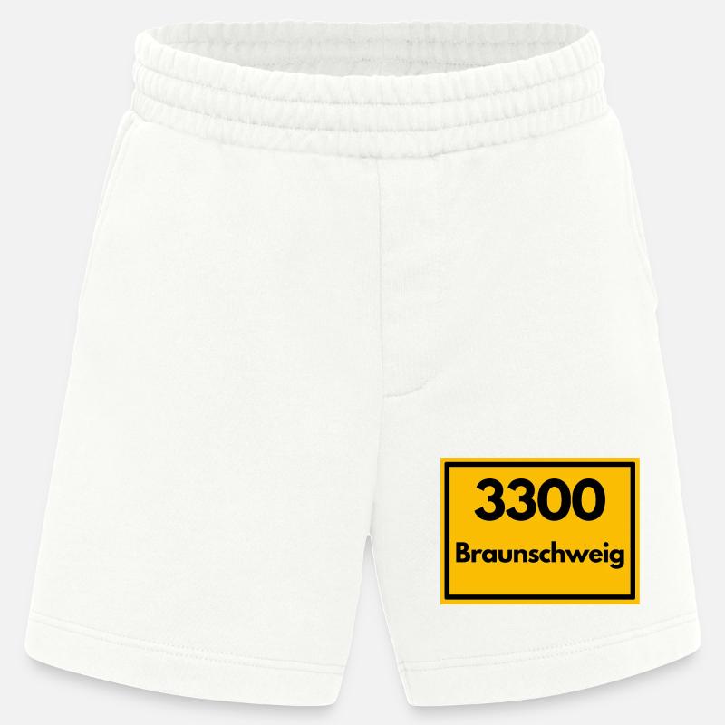 OLD POSTCODE POSTCODE RETRO 3300 BRAUNSCHWEIG - Heavyweight Shorts - made by SPREAD  - OFF WHITE