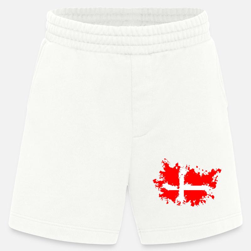 Drapeau éclaboussé du Danemark - Short bio épais fabriqué en UE - OFF WHITE