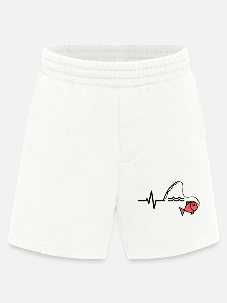 EKG Angelrute Fisch Outline - Heavyweight Shorts - made by SPREAD - OFF WHITE