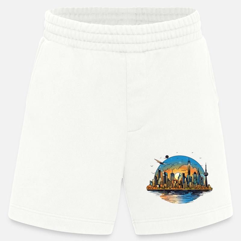 Sunset Skyline Reflection - Heavyweight Shorts - made by SPREAD - OFF WHITE