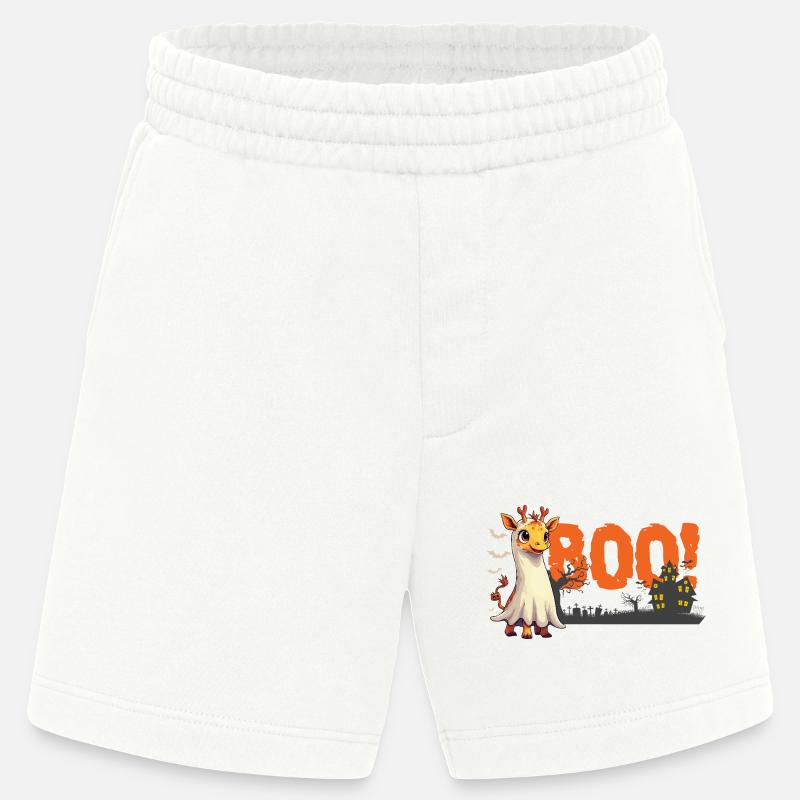 Boo Girafe Fantôme Halloween Mignon - Short bio épais fabriqué en UE - OFF WHITE