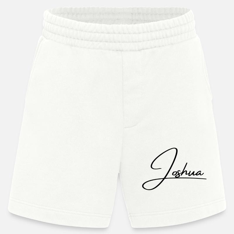 Joshua Name - Elegant Cursive Script - Heavyweight Shorts - made by SPREAD  - OFF WHITE