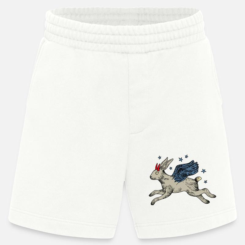 Bevinget hare i stjerneflyvning - Heavyweight organic shorts made in EU - OFF WHITE