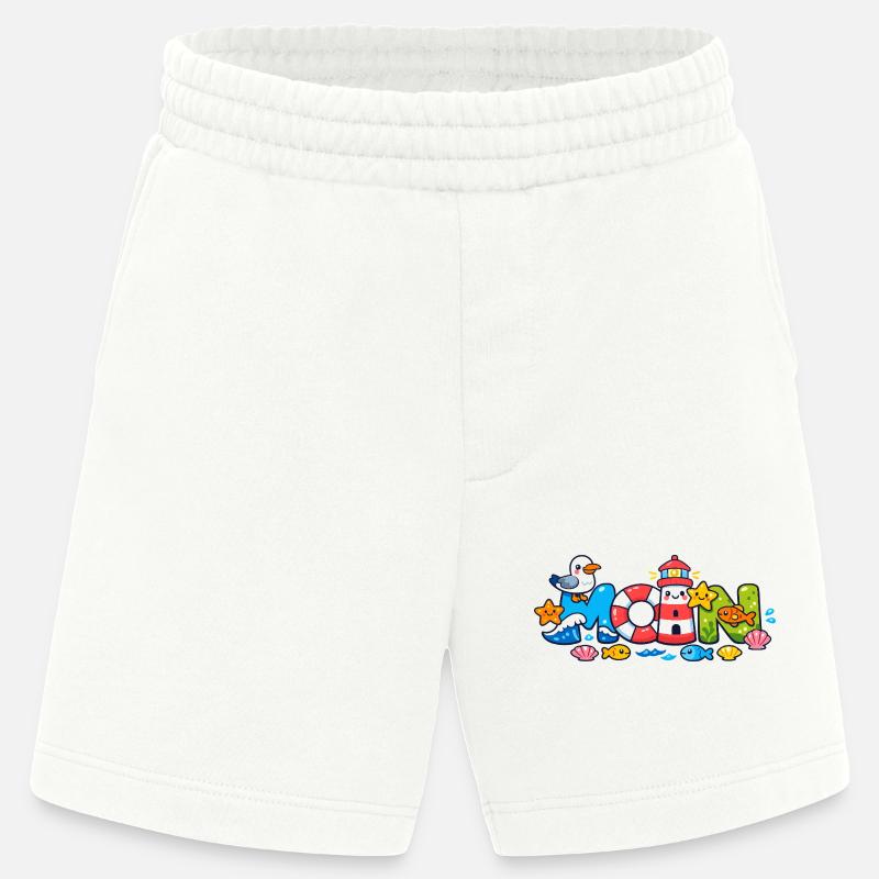 MOIN Möwe Leuchtturm Maritim Bunt - Heavyweight Shorts - made by SPREAD  - OFF WHITE
