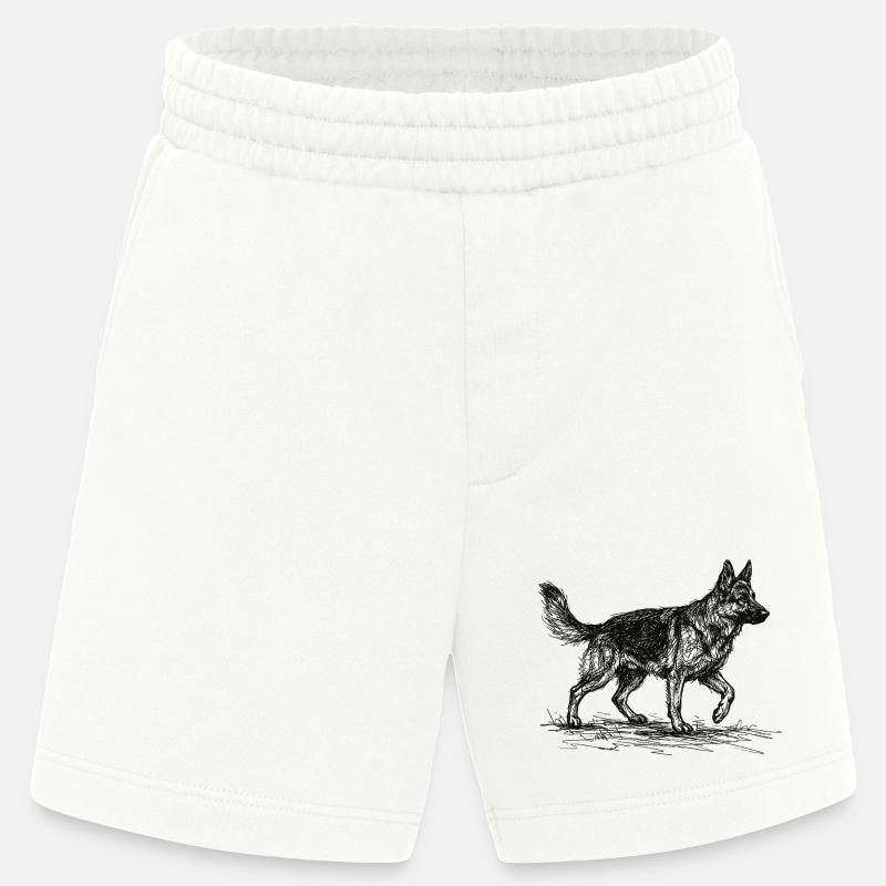 German Shepherd Sketch – German Shepherd Design - Heavyweight Shorts - made by SPREAD  - OFF WHITE