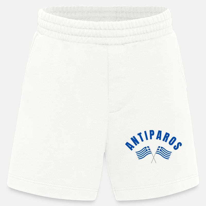 Drapeaux grecs d’Antiparos - Short bio épais fabriqué en UE - OFF WHITE