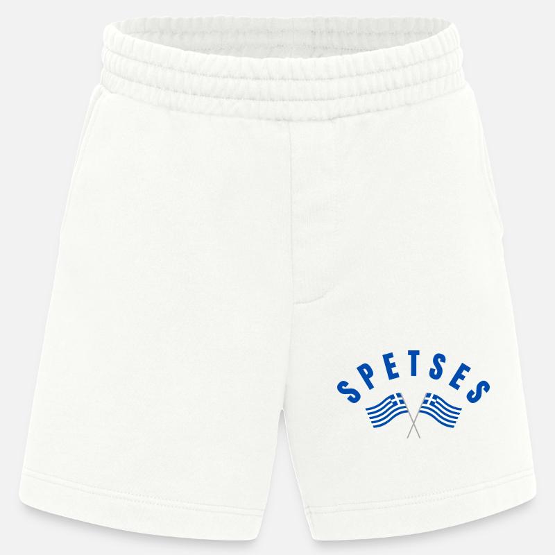 Drapeaux grecs de Spetses - Short bio épais fabriqué en UE - OFF WHITE