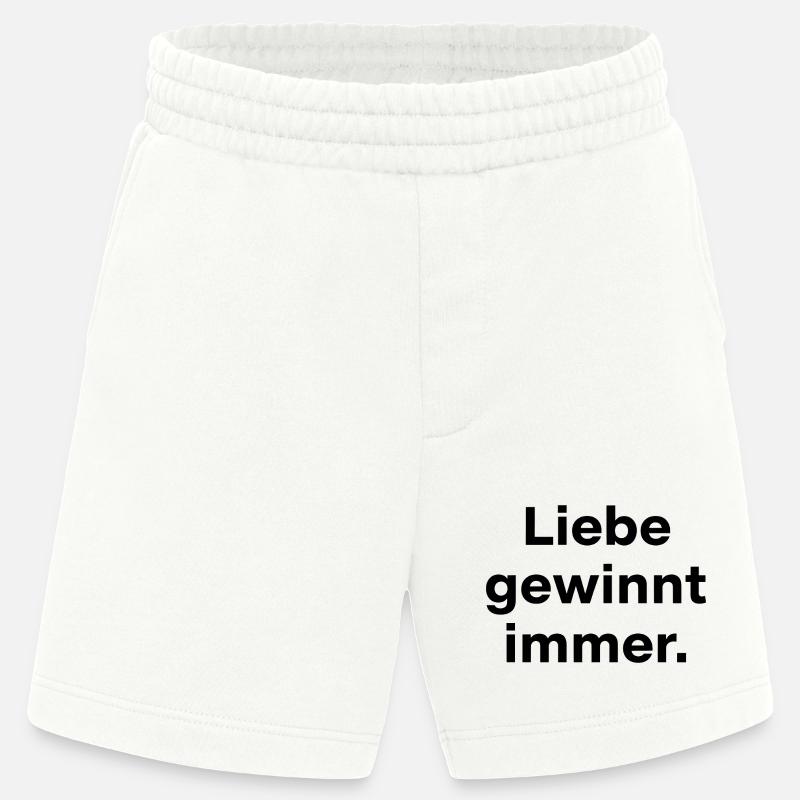 Liebe gewinnt immer Spruch Statement - Heavyweight Shorts - made by SPREAD  - OFF WHITE