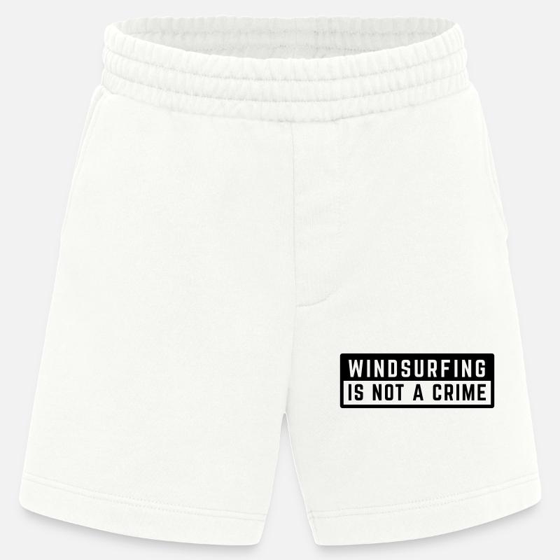WINDSURFING IS NOT A CRIME - SURF  - Heavyweight Shorts - made by SPREAD  - OFF WHITE