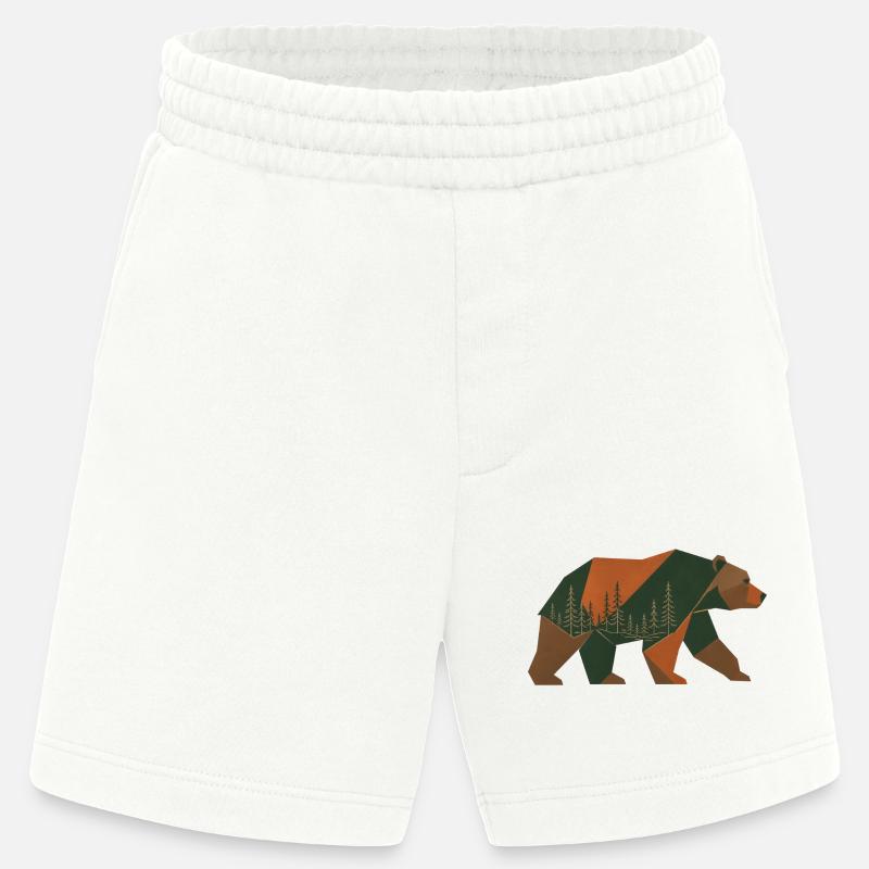 Geometric Forest Bear - Heavyweight Shorts - made by SPREAD  - OFF WHITE