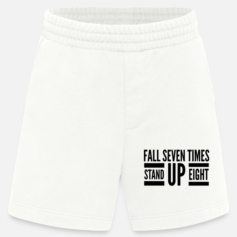 Fall Seven Stand Eight Zitat - Heavyweight Shorts - made by SPREAD - OFF WHITE