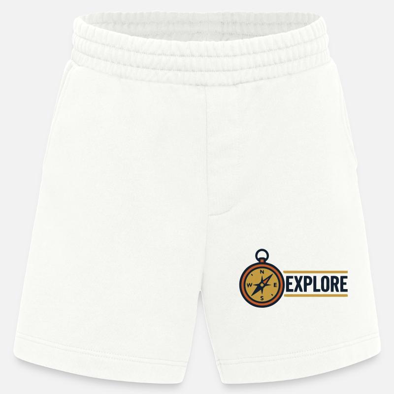 Explore Compass Discover Text - Heavyweight Shorts - made by SPREAD  - OFF WHITE