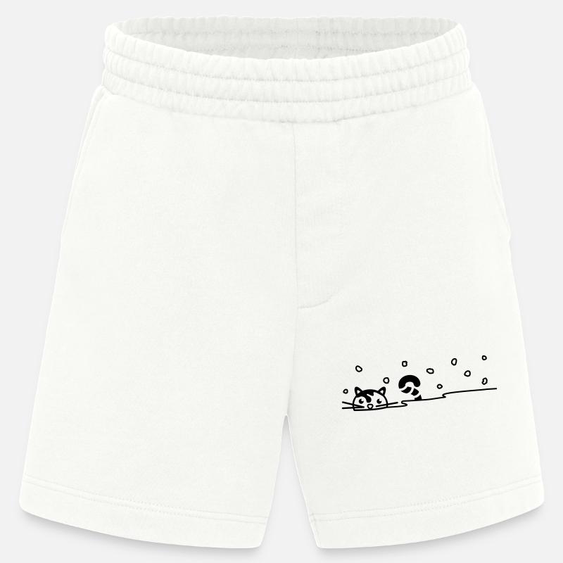 Chat mignon dans la neige - Short bio épais fabriqué en UE - OFF WHITE