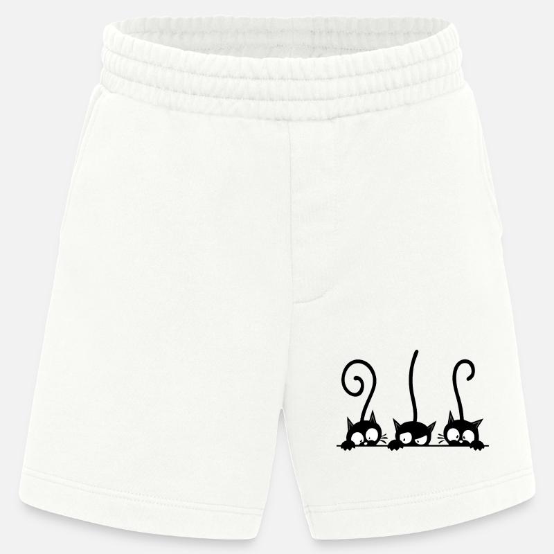 Three curious black cats - Heavyweight Shorts - made by SPREAD  - OFF WHITE
