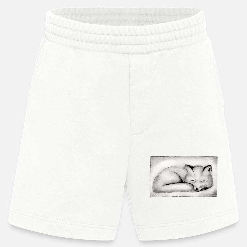 Sleeping Fox - Hand Carved Printable - Heavyweight Shorts - made by SPREAD  - OFF WHITE