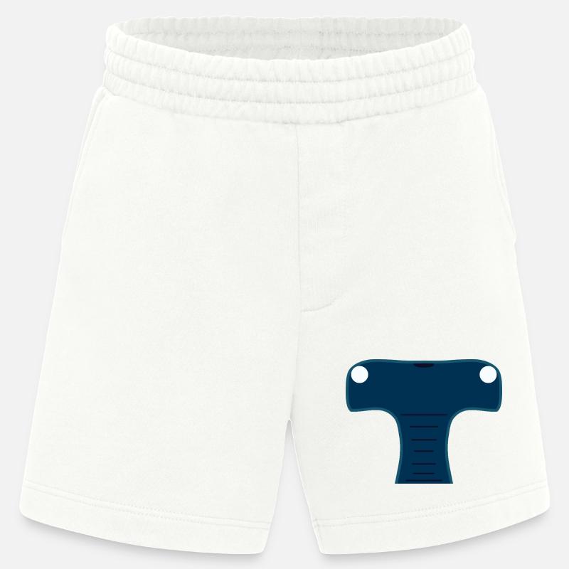 Mitternachtsblauer stilisierter Hammerhai-Kopf - Heavyweight Shorts - made by SPREAD  - OFF WHITE