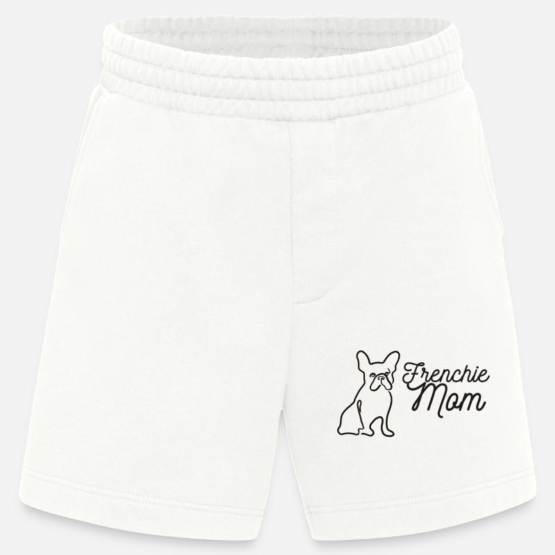 Frenchie Mom Silhouette Script Lineart - Heavyweight Shorts - made by SPREAD  - OFF WHITE