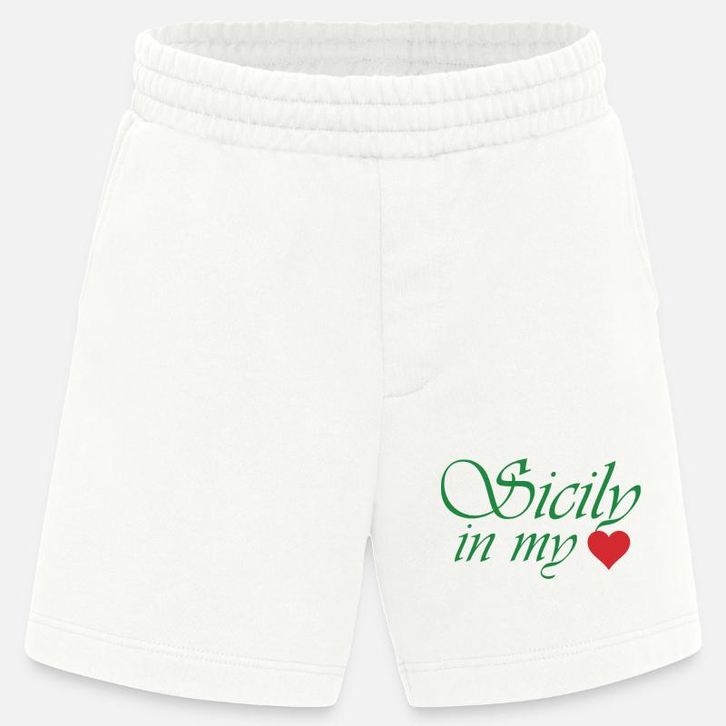 La Sicile dans mon cœur - Short bio épais fabriqué en UE - OFF WHITE