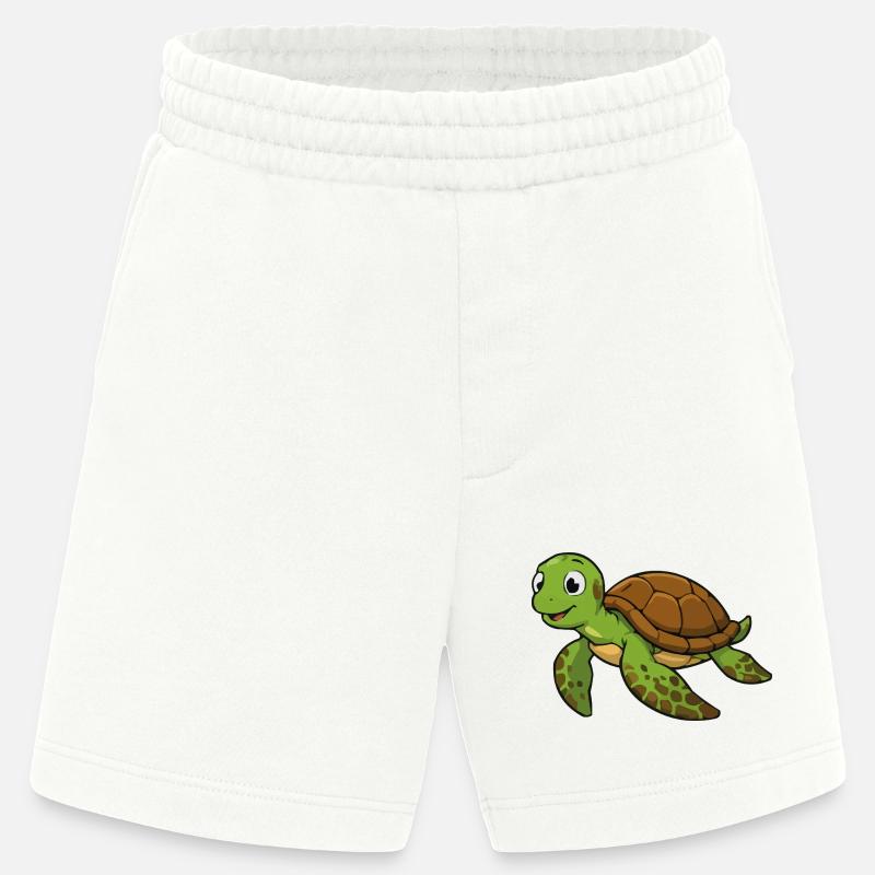 Cuddly turtle illustration - Heavyweight Shorts - made by SPREAD - OFF WHITE