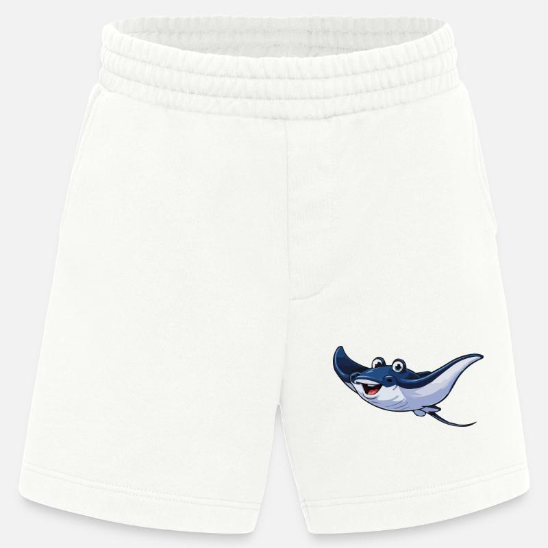 Fröhlicher Blauer Rochen Cartoon - Heavyweight Shorts - made by SPREAD  - OFF WHITE