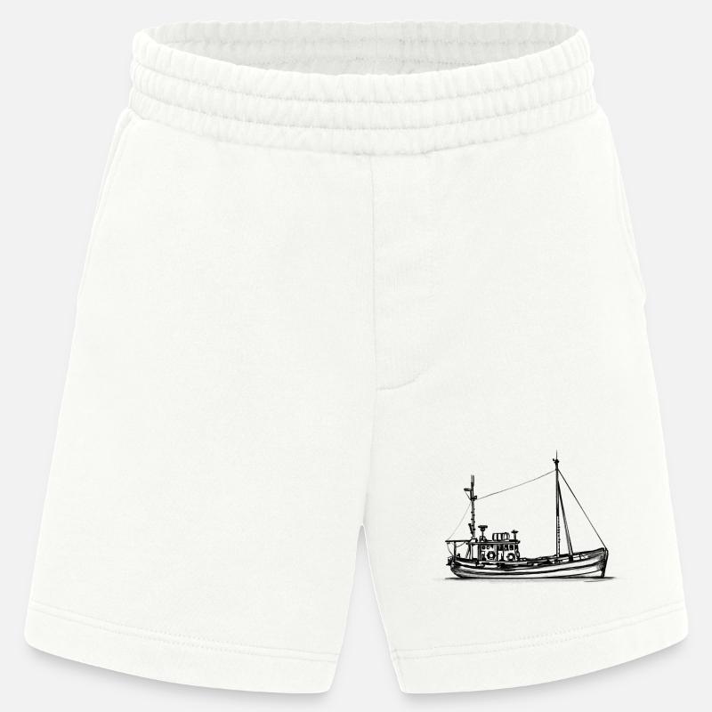 Fischkutter & Krabbenkutter - Illustration - Heavyweight Shorts - made by SPREAD - OFF WHITE