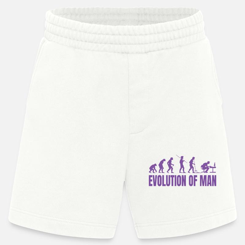 Programmer Computer Freak Evolution Retro - Heavyweight Shorts - made by SPREAD  - OFF WHITE