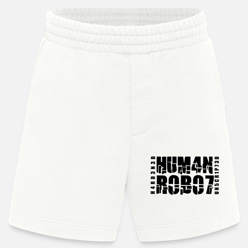 hardened human robot unscripted - Heavyweight Shorts - made by SPREAD - OFF WHITE